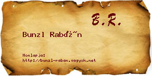 Bunzl Rabán névjegykártya